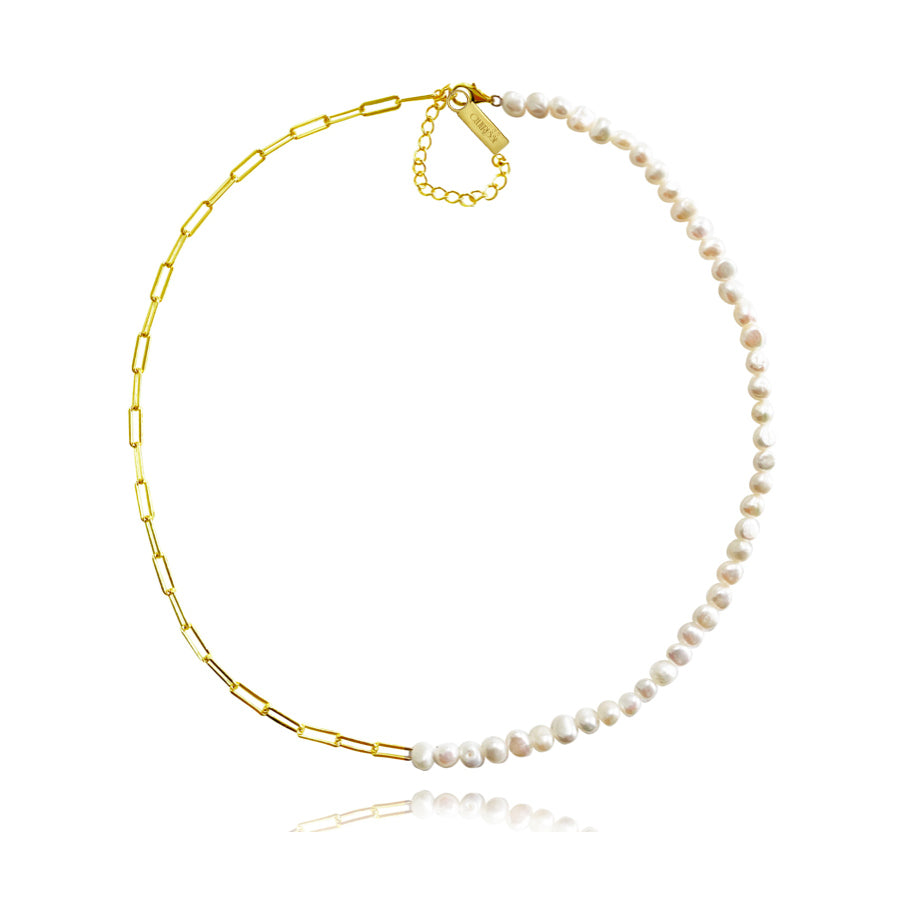Culturesse Prairie Italian Silver Pearl Chain Necklace