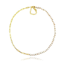 Culturesse Prairie Italian Silver Pearl Chain Necklace