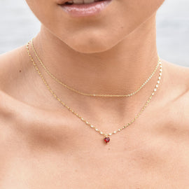 Culturesse Lorabelle French Dual Chain Heart Pendant Necklace