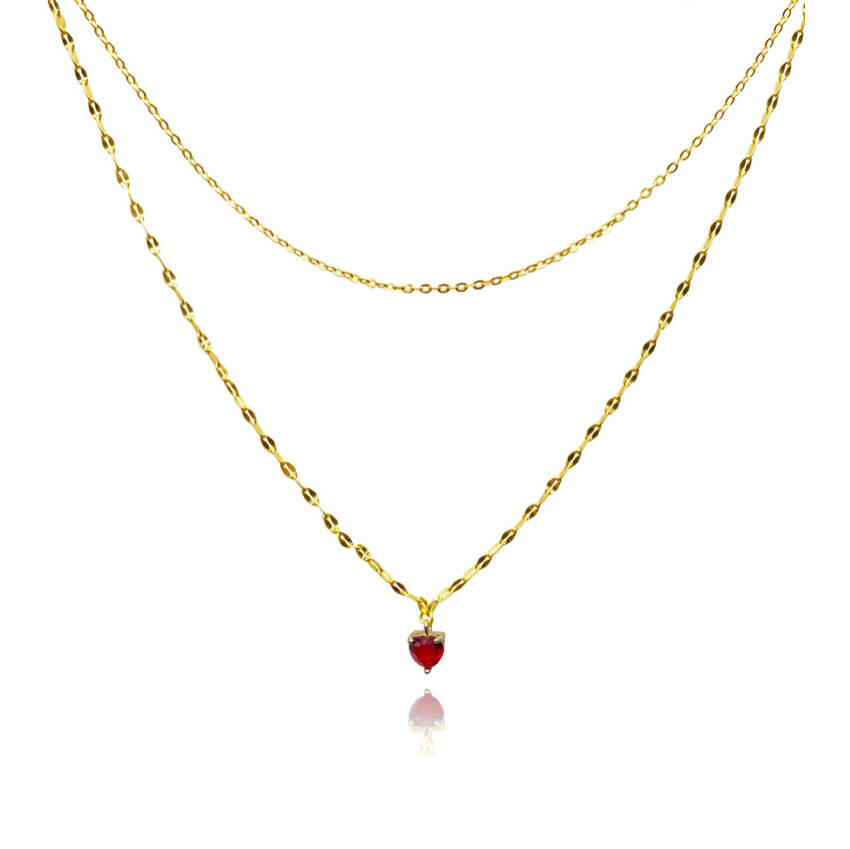 Culturesse Lorabelle French Dual Chain Heart Pendant Necklace