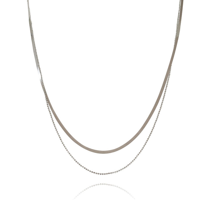 Culturesse Ellamae Fine Dual Chain Necklace (Silver)