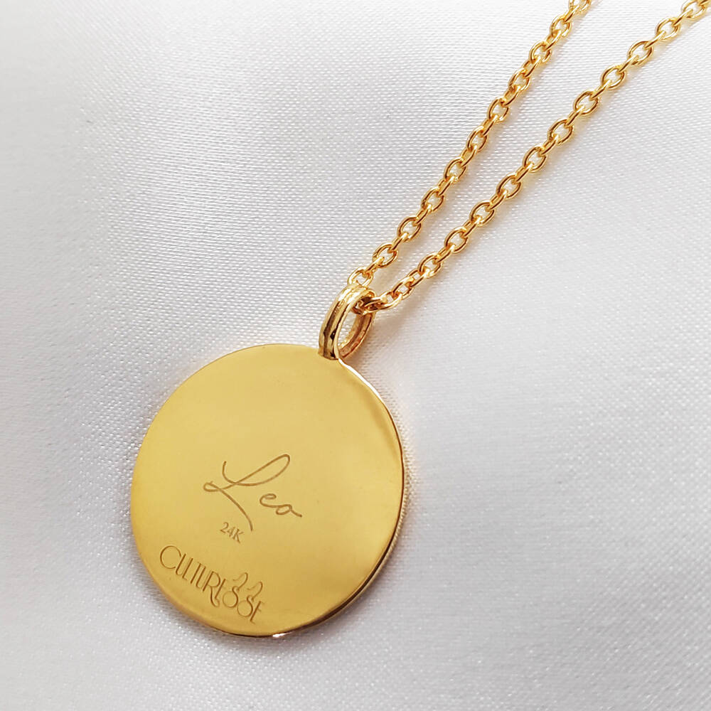 Culturesse She Is Leo Artisan 24K Gold Zodiac Pendant Necklace