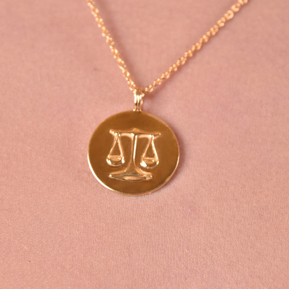 Culturesse She Is Libra Artisan 24K Gold Zodiac Pendant Necklace