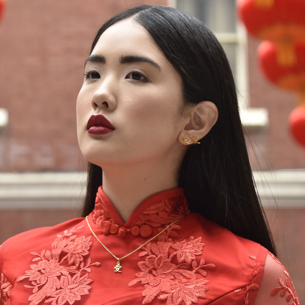 Culturesse Chinese Love Pendant Necklace (24K Gold Filled)