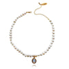 Culturesse Anemone Moonstone Pendant Pearl Necklace