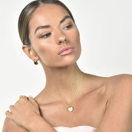 Culturesse Charme Mother of Pearl Heart Pendant Necklace (Gold Vermeil)