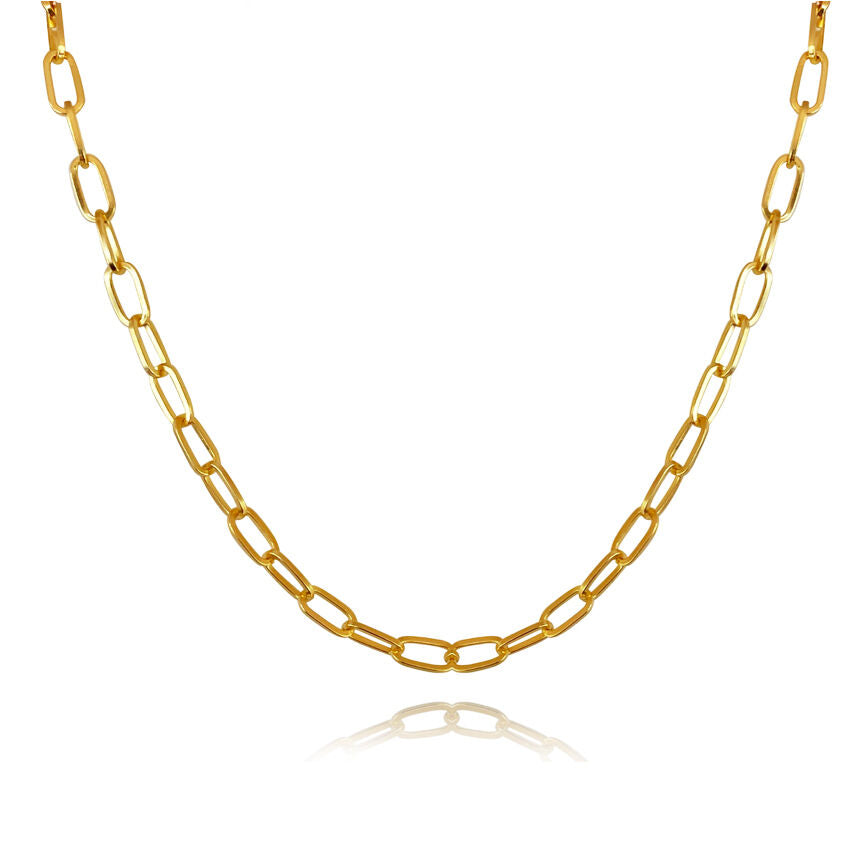 Culturesse Elvrie Classic Oval Chain Necklace (Gold Vermeil)