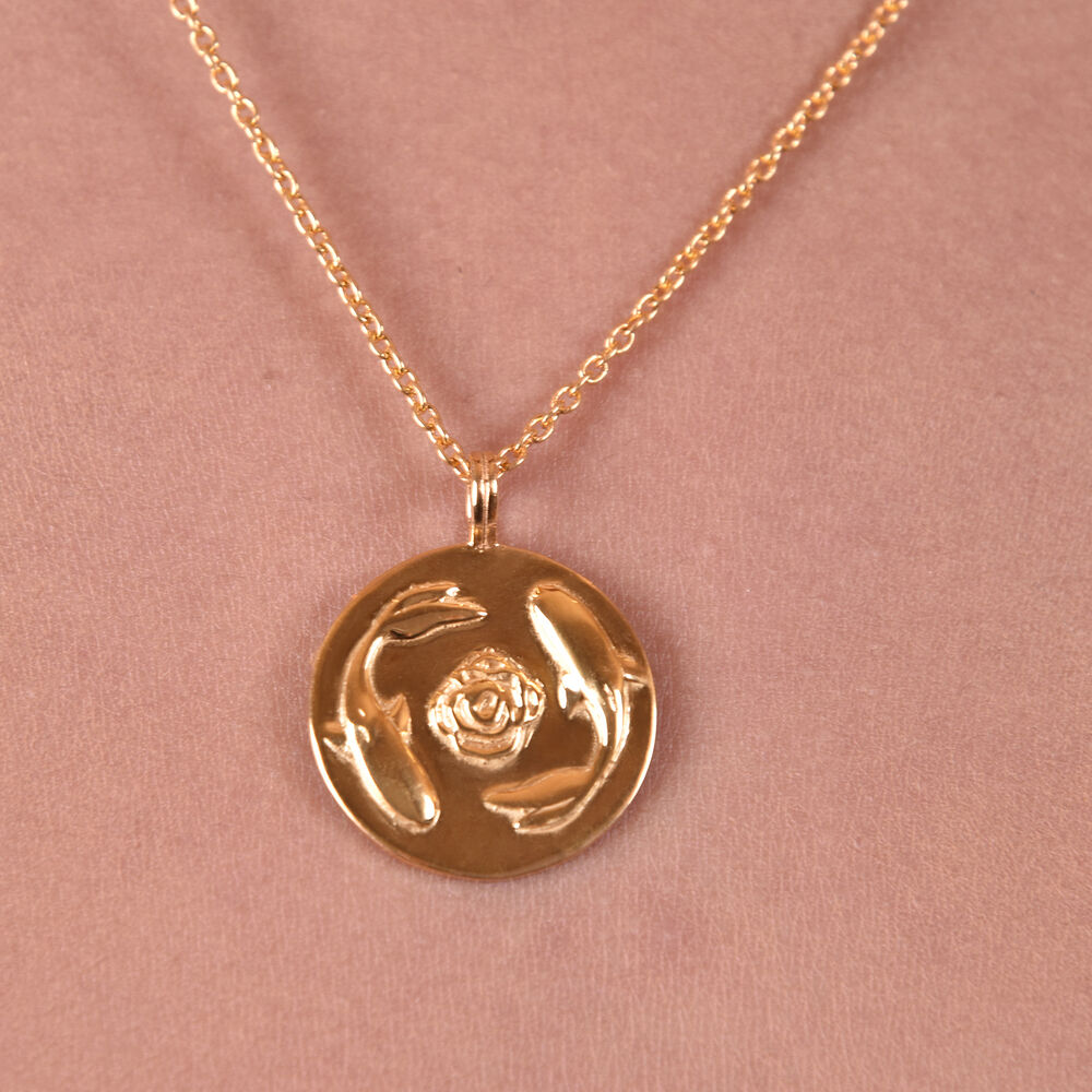 Culturesse She Is Pisces Artisan 24K Gold Zodiac Pendant Necklace