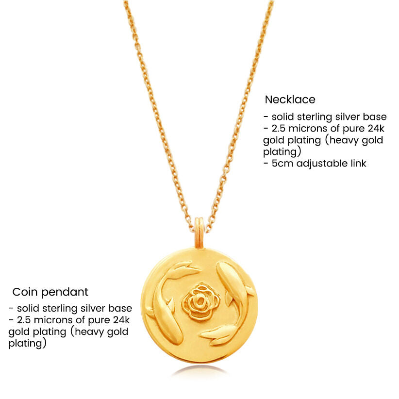 Culturesse She Is Pisces Artisan 24K Gold Zodiac Pendant Necklace