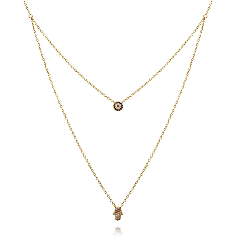 Culturesse Alara Luck Evil Eye Layering Necklace (Gold)