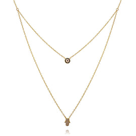 Culturesse Alara Luck Evil Eye Layering Necklace (Gold)