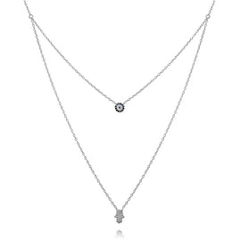 Culturesse Alara Luck Evil Eye Layering Necklace (Silver)