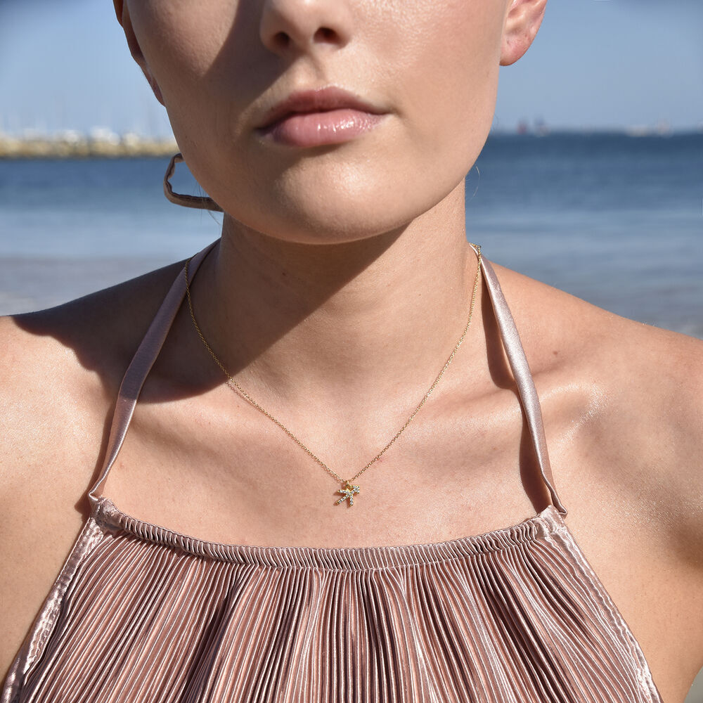 Culturesse Sagittarius Diamante Pendant Necklace (Gold)