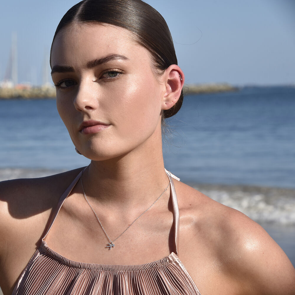 Culturesse Sagittarius Diamante Pendant Necklace (Silver)