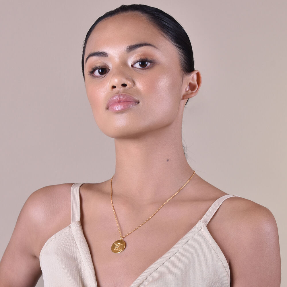 Culturesse She Is Sagittarius Artisan 24K Gold Zodiac Pendant Necklace