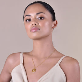 Culturesse She Is Sagittarius Artisan 24K Gold Zodiac Pendant Necklace