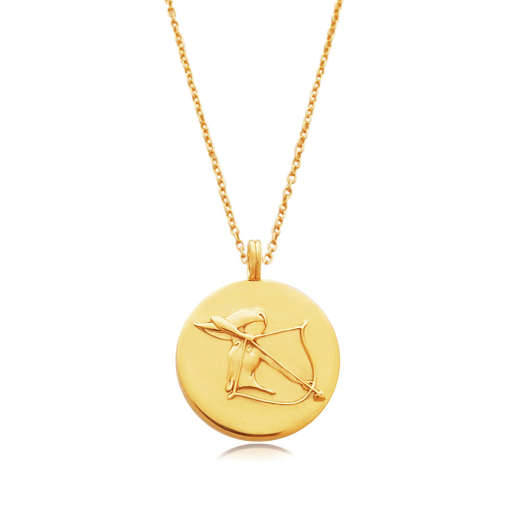 Culturesse She Is Sagittarius Artisan 24K Gold Zodiac Pendant Necklace