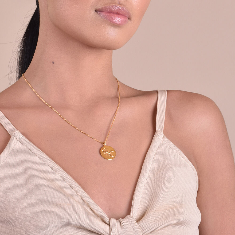 Culturesse She Is Scorpio Artisan 24K Gold Zodiac Pendant Necklace