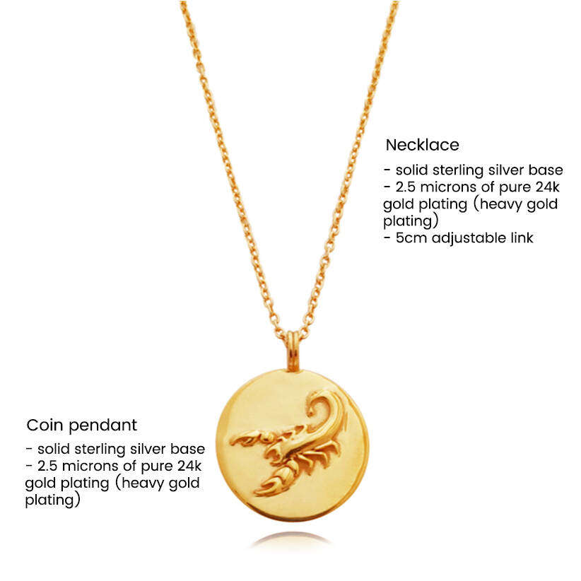 Culturesse She Is Scorpio Artisan 24K Gold Zodiac Pendant Necklace