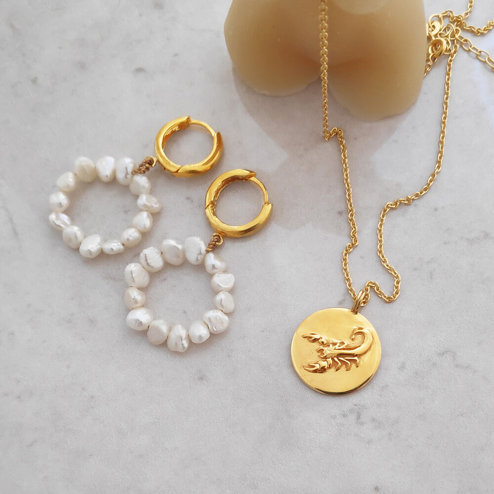 Culturesse She Is Scorpio Artisan 24K Gold Zodiac Pendant Necklace