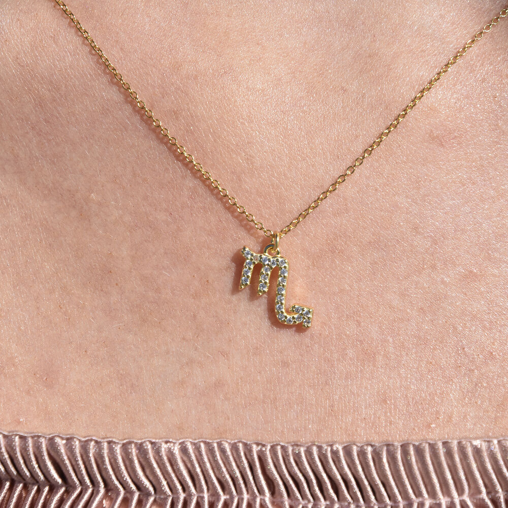 Culturesse Scorpio Diamante Pendant Necklace (Gold)
