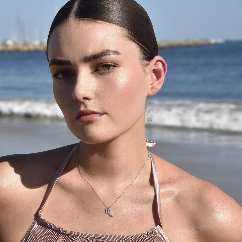 Culturesse Scorpio Diamante Pendant Necklace (Silver)