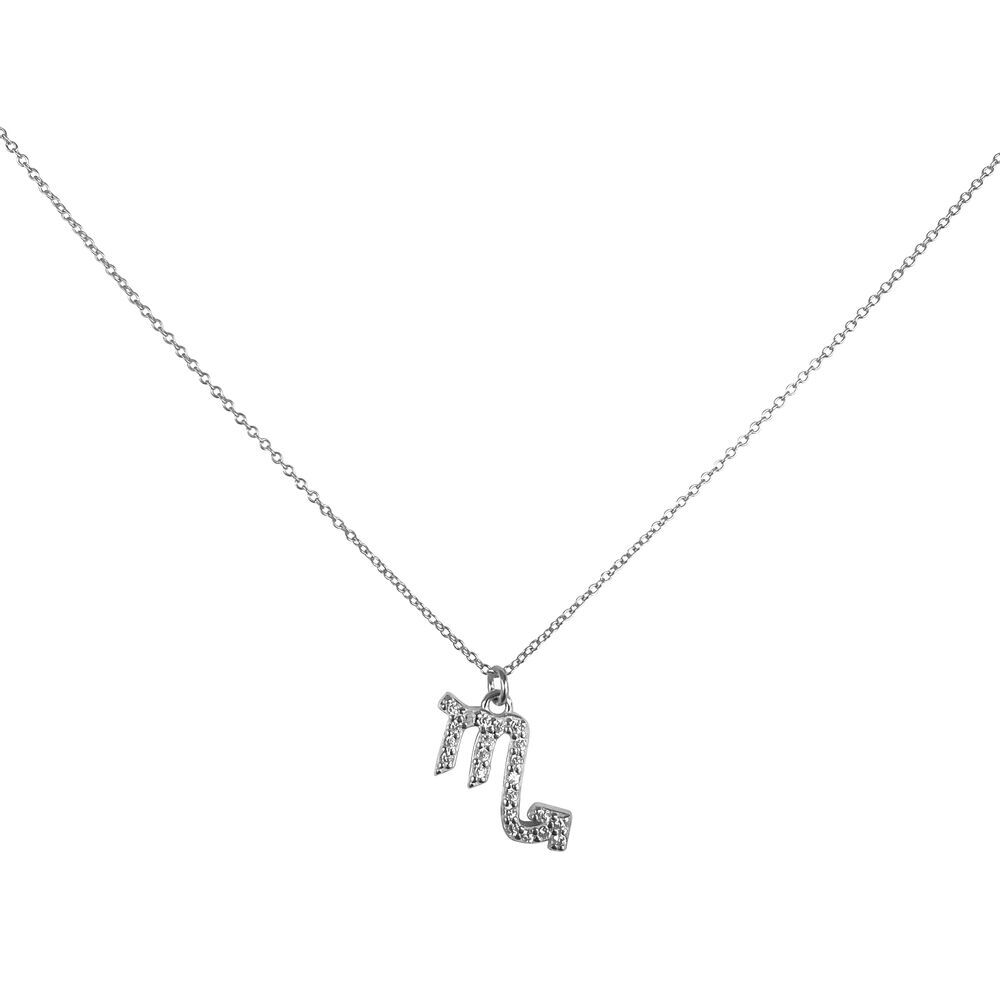 Culturesse Scorpio Zodiac Diamante Pendant Necklace (Silver)