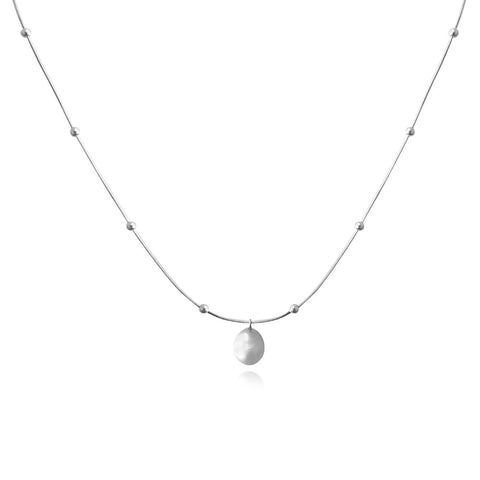 Culturesse Vanna Freshwater Pearl Pendant Necklace (Silver)