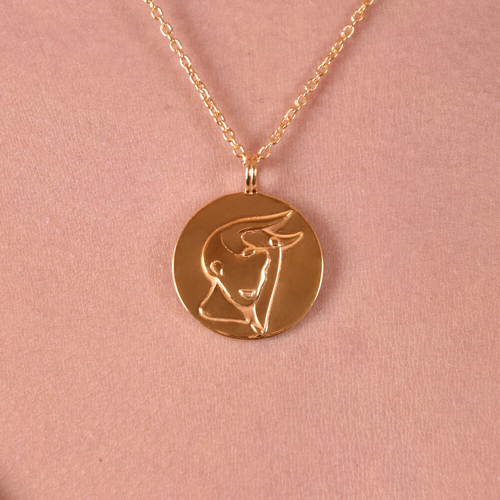 Culturesse She Is Taurus Artisan 24K Gold Zodiac Pendant Necklace