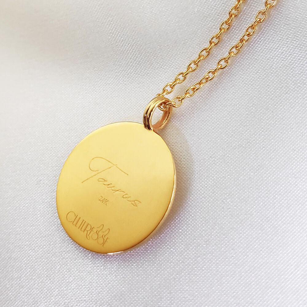 Culturesse She Is Taurus Artisan 24K Gold Zodiac Pendant Necklace