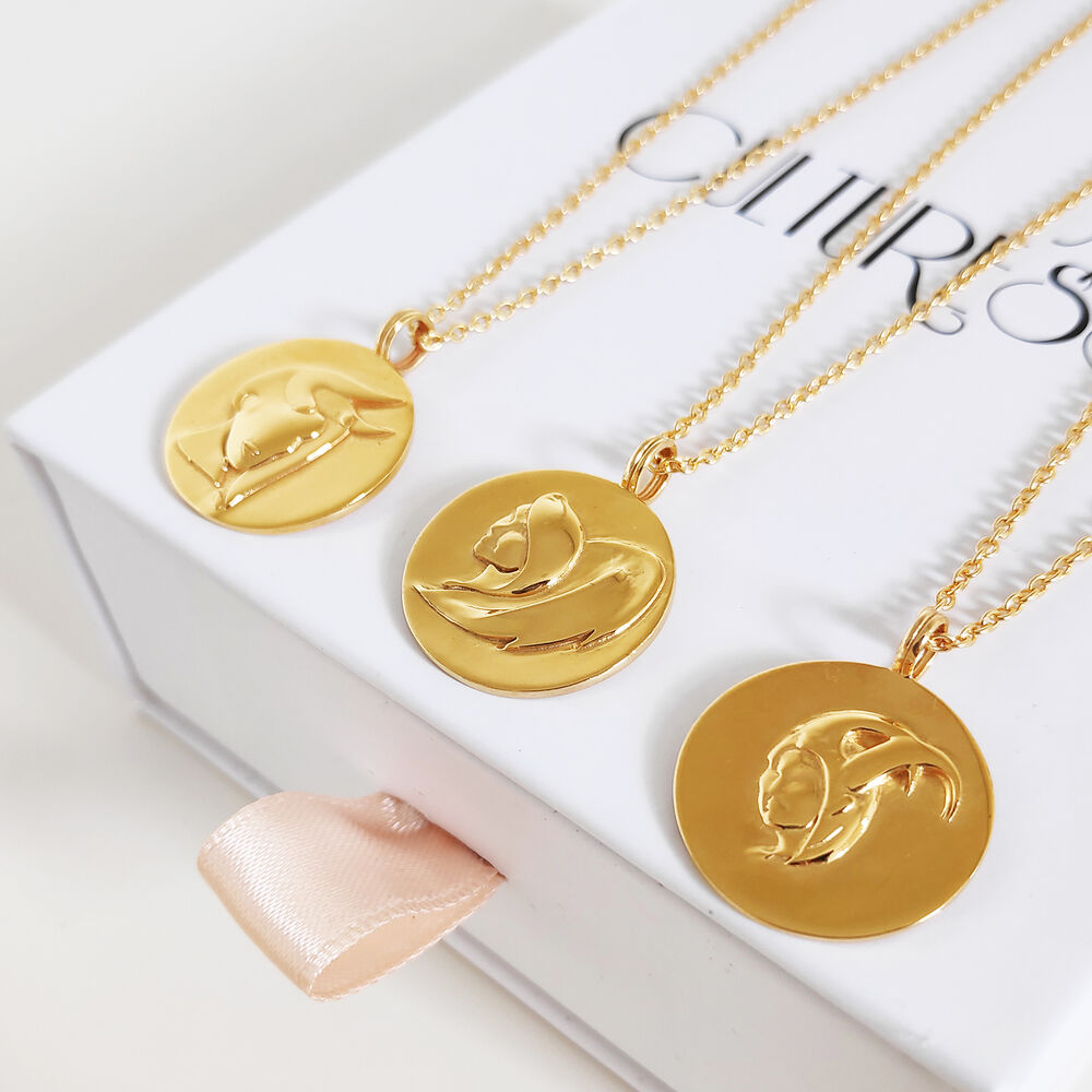 Culturesse She Is Taurus Artisan 24K Gold Zodiac Pendant Necklace