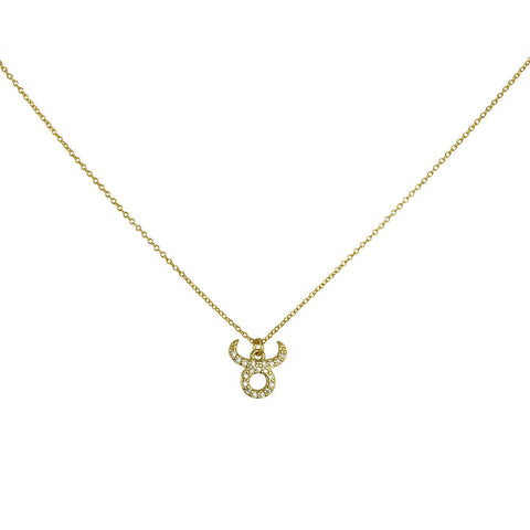 Culturesse Taurus Diamante Pendant Necklace (Gold)