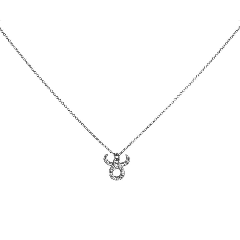 Culturesse Taurus Diamante Pendant Necklace (Silver)