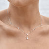 Culturesse Brita Dainty Teardrop Diamante Necklace (Silver)