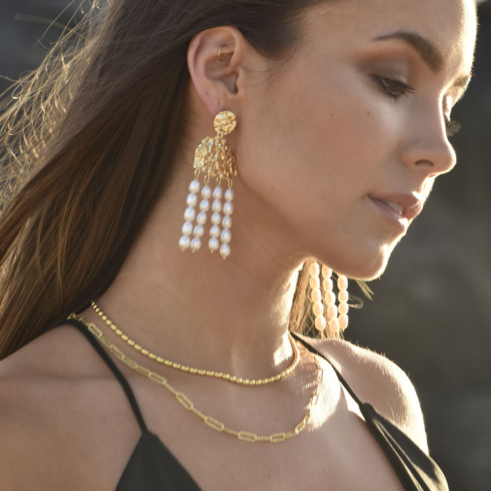 Culturesse Elijah Textured Link Chain Necklace (Gold Vermeil)
