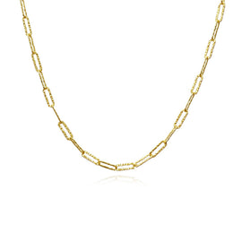 Culturesse Elijah Textured Link Chain Necklace (Gold Vermeil)
