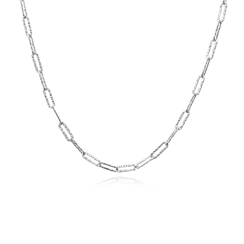 Culturesse Elijah Textured Link Chain Necklace (Silver)