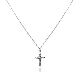Culturesse Faith Textured Cross Pendant Necklace (Silver)