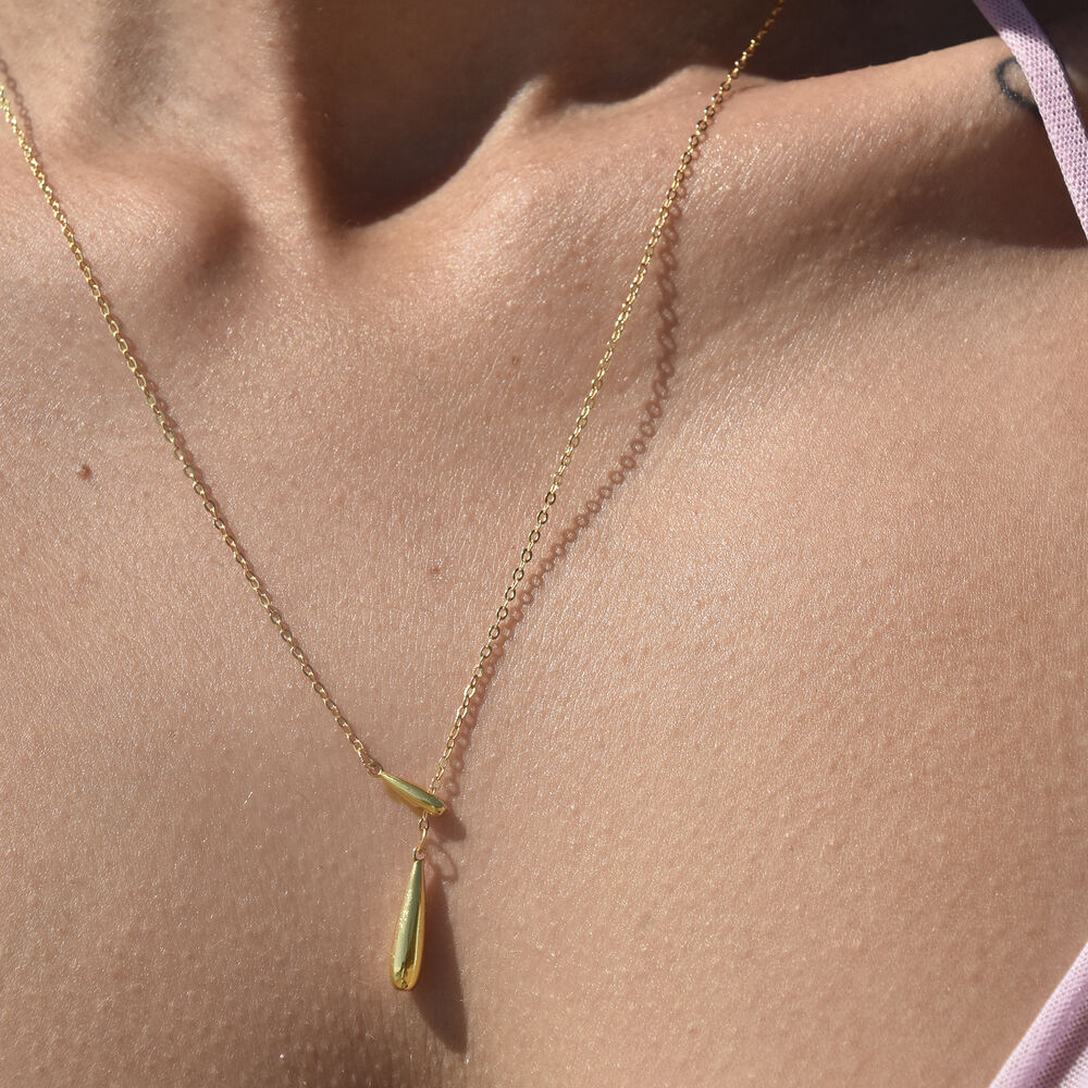 Culturesse Priscilla Modern Fine Drop Necklace (Gold)