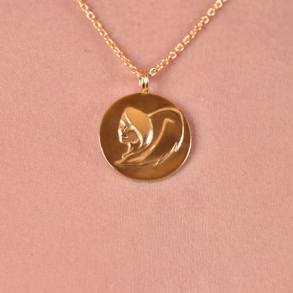 Culturesse She Is Virgo Artisan 24K Gold Zodiac Pendant Necklace