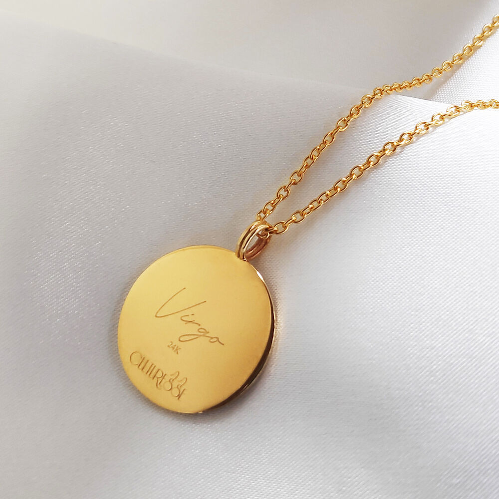 Culturesse She Is Virgo Artisan 24K Gold Zodiac Pendant Necklace