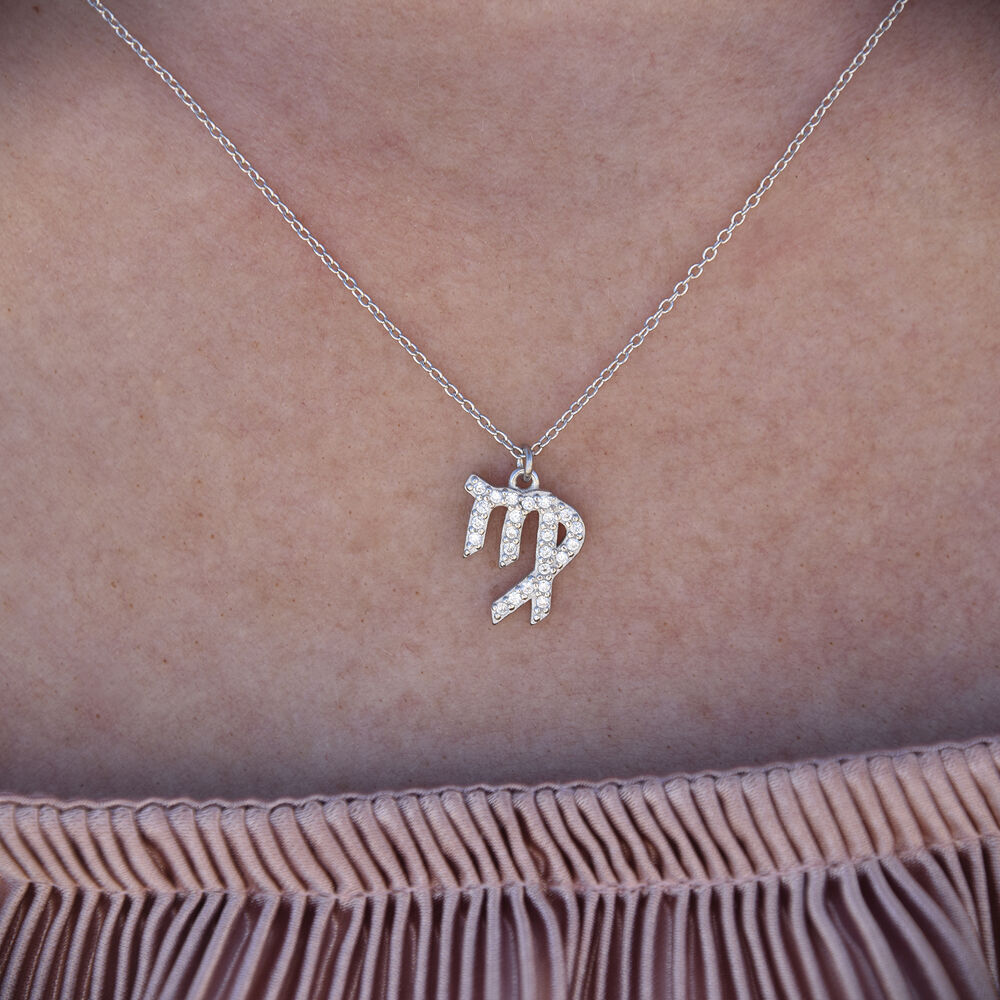 Culturesse Virgo Diamante Pendant Necklace (Silver)