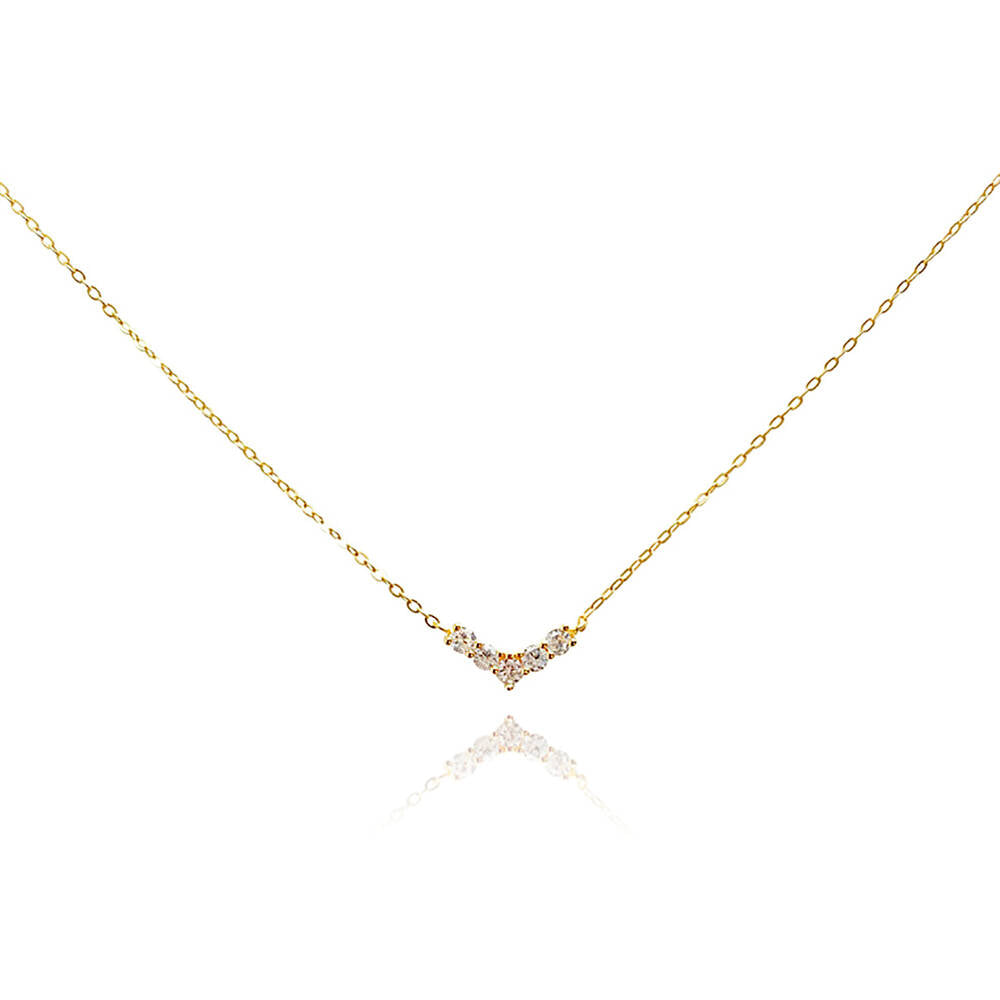 Culturesse Csilla Diamante V-Pendant Necklace (Gold)