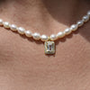 Culturesse Alaire Austrian Zircon Freshwater Pearl Necklace (Gold)