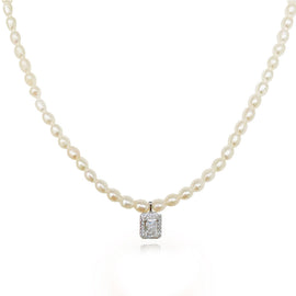 Culturesse Alaire Austrian Zircon Freshwater Pearl Necklace (Silver)