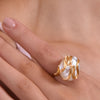 Culturesse Capriana 24K Gold Baroque Pearl Nest Ring