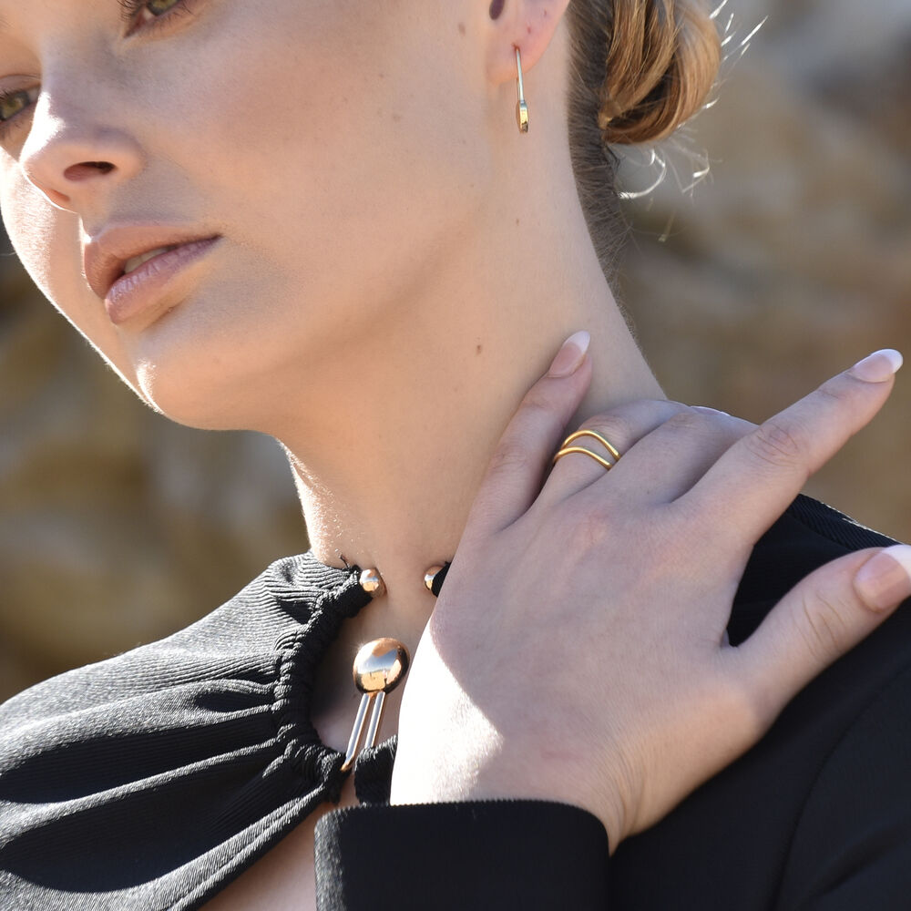 Culturesse Rue Artisan Twin Line Open Ring (Gold Vermeil)