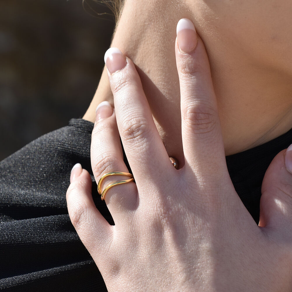 Culturesse Rue Artisan Twin Line Open Ring (Gold Vermeil)