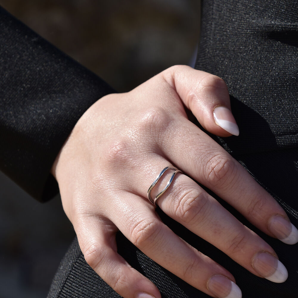 Culturesse Rue Artisan Twin Line Open Ring (Silver)