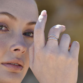 Culturesse Rue Artisan Twin Line Open Ring (Silver)